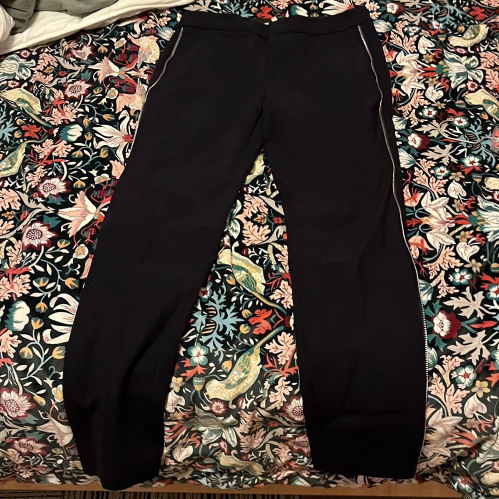 Navy Rebecca Taylor trousers with silver trim, size 4